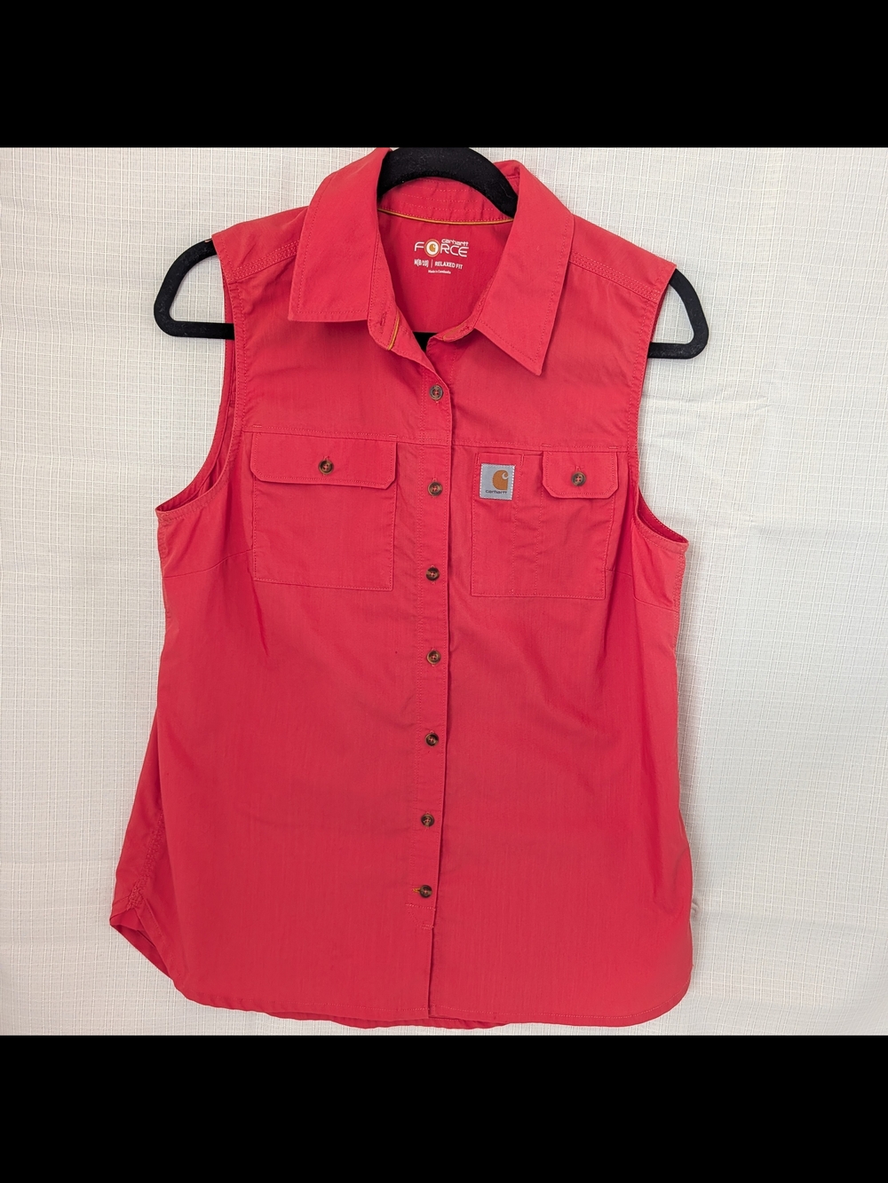 Carhartt Force Ridgefield Sleeveless Shirt in coral Women's 8/10